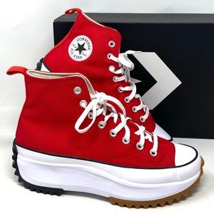 Converse Run Star Hike Shoes Platform Women Canvas Red High Top Sneakers A06157C